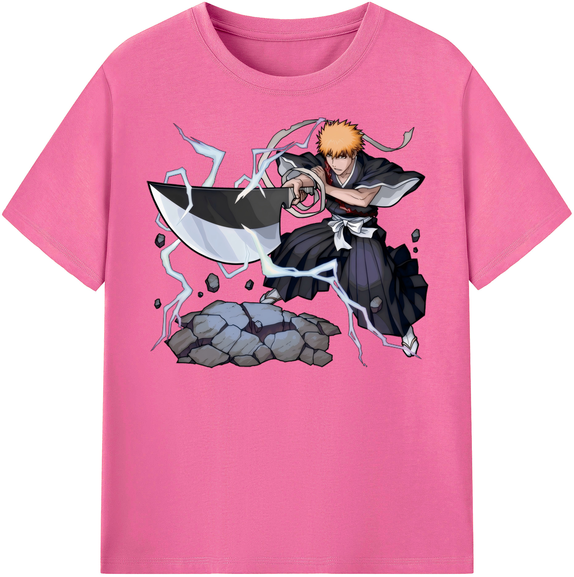 （画像用） ブリーチ 黒崎一護（くろさき いちご）BLEACH Kurosaki Ichigo レディースカジュアルプリントTシャツ（綿100％）